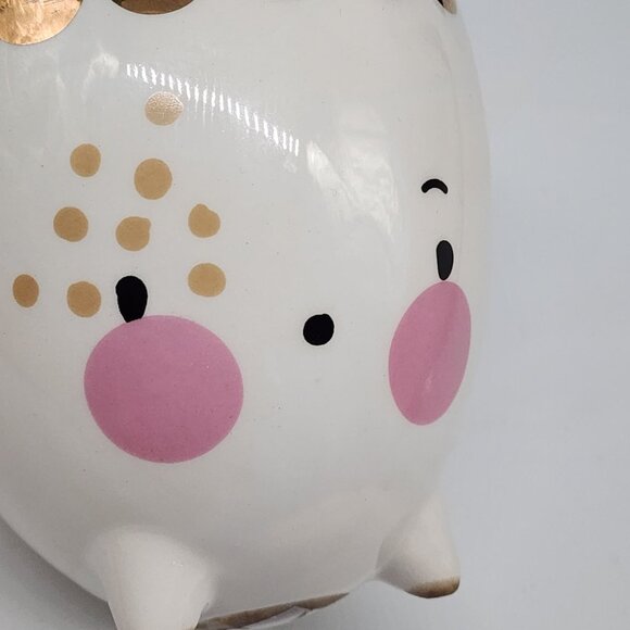 Cute Ceramic Planter Planter With Face Gold Rim Small Footed Decorative Whimsica - Picture 8 of 8